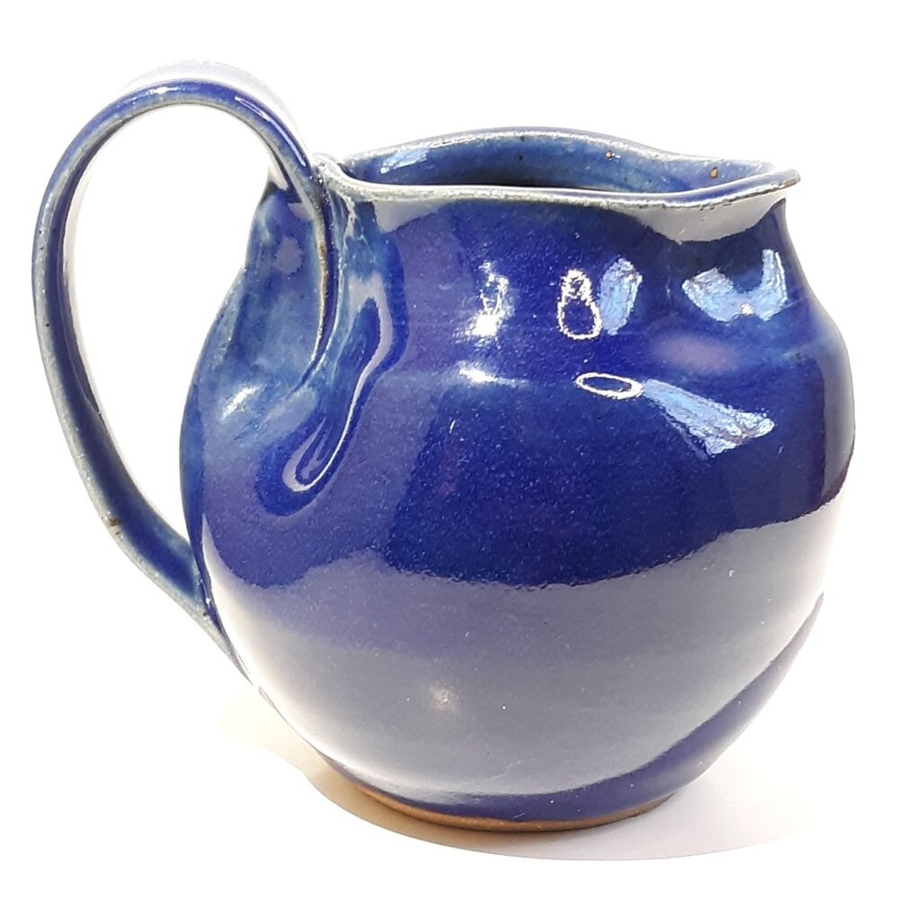 Cobalt Pottery Creamer Artesian Pottery Signed Glazed